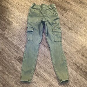SPANX Olive Skinny Jeans with Cargo Pockets